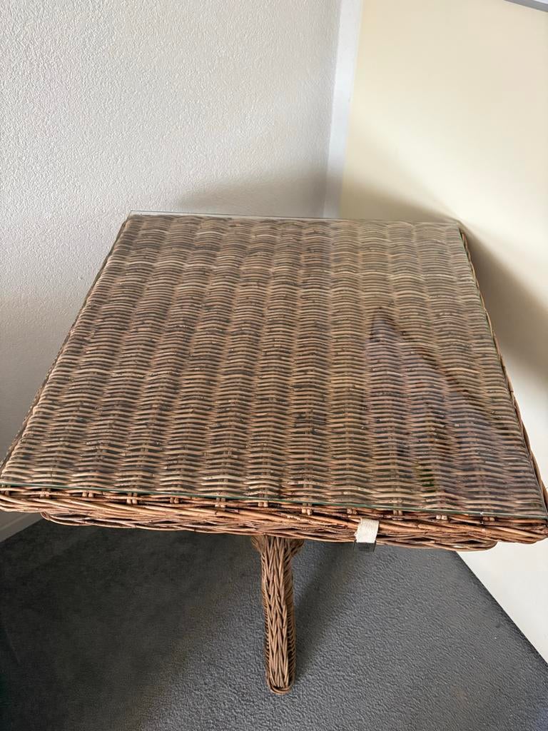 Rivièra Maison Rattan Bijzettafeltje, Huis en Inrichting, Tafels | Bijzettafels, Ophalen, Minder dan 55 cm, Vierkant, Zo goed als nieuw
