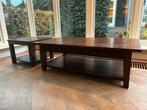 Teakhouten salontafel en bijzettafel, Huis en Inrichting, Ophalen, Gebruikt, 100 tot 150 cm, Teakhout