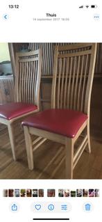 Eetkamerstoelen. Eiken hout met rood leren zitting 6 stuks, Huis en Inrichting, Stoelen, Ophalen, Zo goed als nieuw, Vijf, Zes of meer stoelen