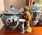 Set van 3 Chinese potten en goud aapje. CHCS, Verzenden