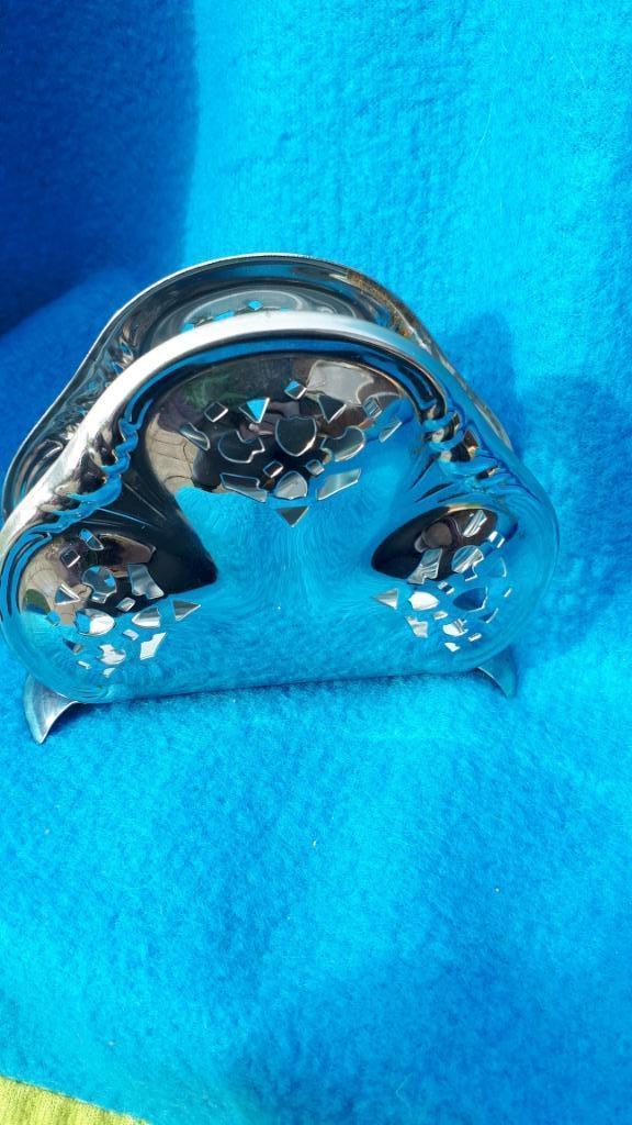 ZGAN servettenhouder chrome stevig vintage brocante, Antiek en Kunst, Curiosa en Brocante, Ophalen of Verzenden