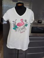 wit shirt met roze flamingo mt XL, Wit, Maat 46/48 (XL) of groter, Ophalen of Verzenden, Zo goed als nieuw