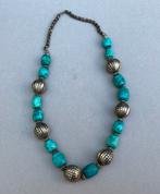 Zilver en Turquoise Ketting Vintage Tibet, Ophalen, Gebruikt, Zilver