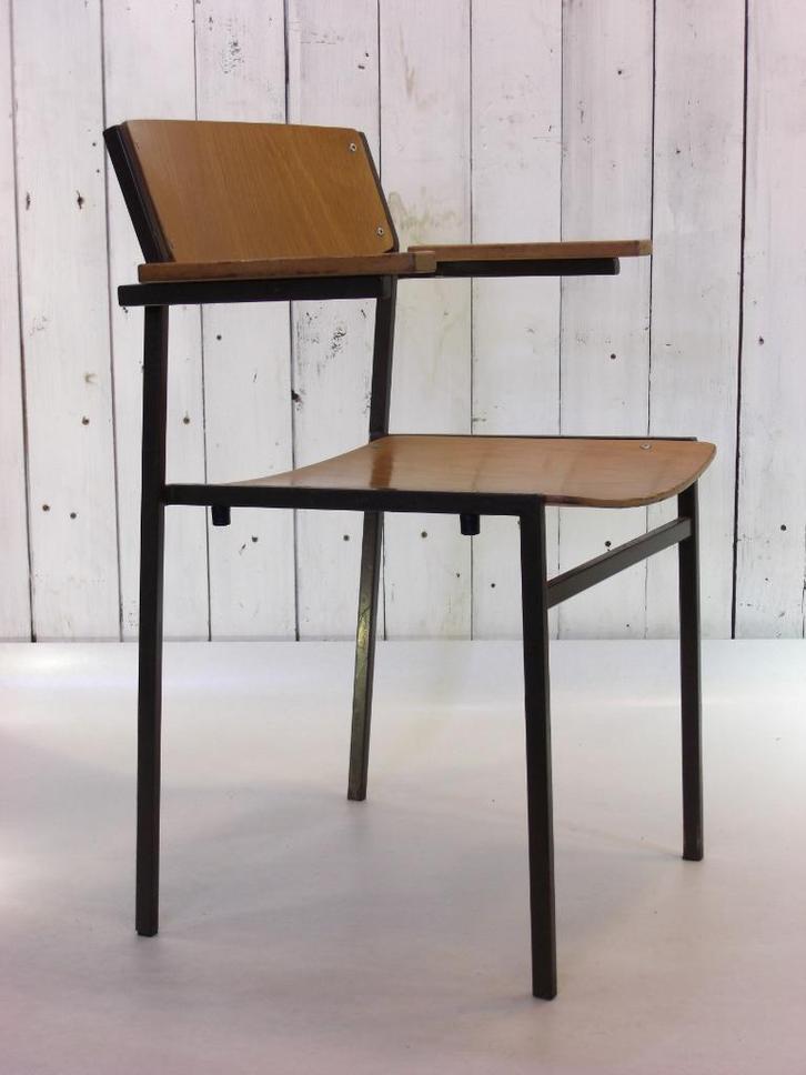 Vintage Gijs van der Sluis stoel, Huis en Inrichting, Stoelen, Gebruikt, Vijf, Zes of meer stoelen, Hout, Metaal, Stof, Overige materialen