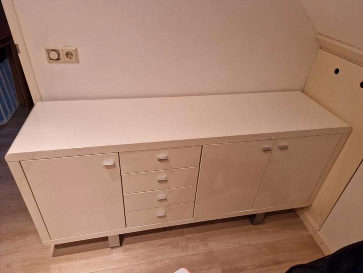 Witte Dressoir met Lades en Deuren, Huis en Inrichting, Kasten | Dressoirs, Gebruikt, 150 tot 200 cm, 25 tot 50 cm, Met lade(s)