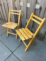 Twee houten klapstoeltjes - haal de zon in je tuin., Tuin en Terras, Ophalen, Gebruikt, Hout, Inklapbaar
