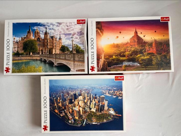 3 Trefl puzzels, Hobby en Vrije tijd, Denksport en Puzzels, Zo goed als nieuw, Legpuzzel, 500 t/m 1500 stukjes, Ophalen of Verzenden