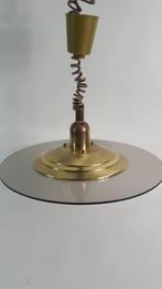 Vintage hanglamp, gerookt glas, rookglas, messing. S11, Tweedehands verkoop, Tweedehands verkoop, Gebruikt, Ophalen of Verzenden