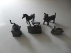 5 zware tinnen figuren w.o. hond/paard/zwaan, Ophalen of Verzenden