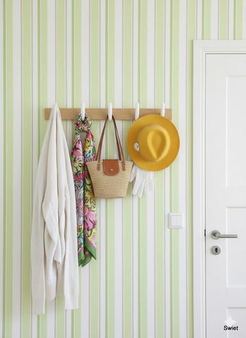 14290 groen wit vintage behang met strepen swiet  beschikbaar voor biedingen
