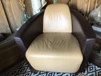 Twee rundlederen  Calia fauteuls, Ophalen, Gebruikt, Hout, Vintage, design Calia Italia
