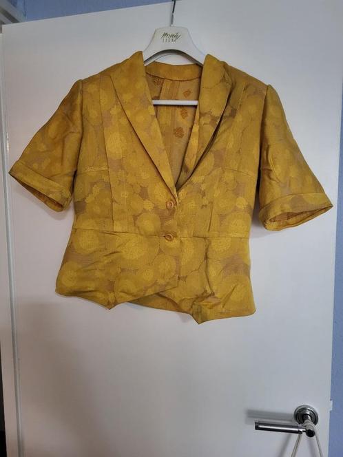Handgemaakte vintage mosterdgele blazer, Kleding | Dames, Jasjes, Kostuums en Pakken, Gedragen, Jasje, Maat 38/40 (M), Geel, Ophalen of Verzenden