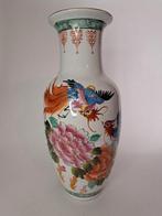Antieke Chinese vaas met bloemen en vogels, 36 cm, Antiek en Kunst, Ophalen of Verzenden