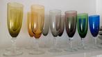 Franse Vintage gekleurde champagne glazen gedraaide voet, Ophalen of Verzenden, Zo goed als nieuw, Overige typen