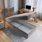 OP=OP Opberg Boxspring Levi 90 x 200 Antraciet, 90 cm, Eenpersoons, Zwart, Nieuw