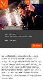 2 kaartjes tekoop voor DJ Joep Atlas Theater, Tickets en Kaartjes, Twee personen, Ticket of Toegangskaart