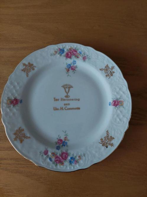 Vintage " ter herinnering aan Uw.H.Communie" bordje, Verzamelen, Religie, Zo goed als nieuw, Christendom | Katholiek, Overige typen