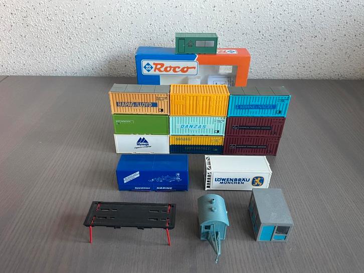 Partij H0 zeecontainers koelcontainer schafthok keet, Hobby en Vrije tijd, Modeltreinen | H0, Zo goed als nieuw, Gelijkstroom of Wisselstroom