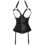 Zwart leren dames korset met open cup / vrouwen sexy, Verzenden, Zwart, Body of Korset
