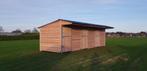Drie paardenstallen (3x3)3 in massief Douglashout 'NIEUW', Weidegang, 2 of 3 paarden of pony's
