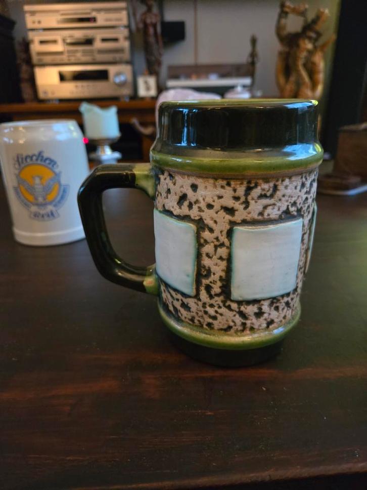 Vintage bierpul, Huis en Inrichting, Woonaccessoires | Kandelaars en Kaarsen, Minder dan 25 cm, Overige materialen, Wit, Crème