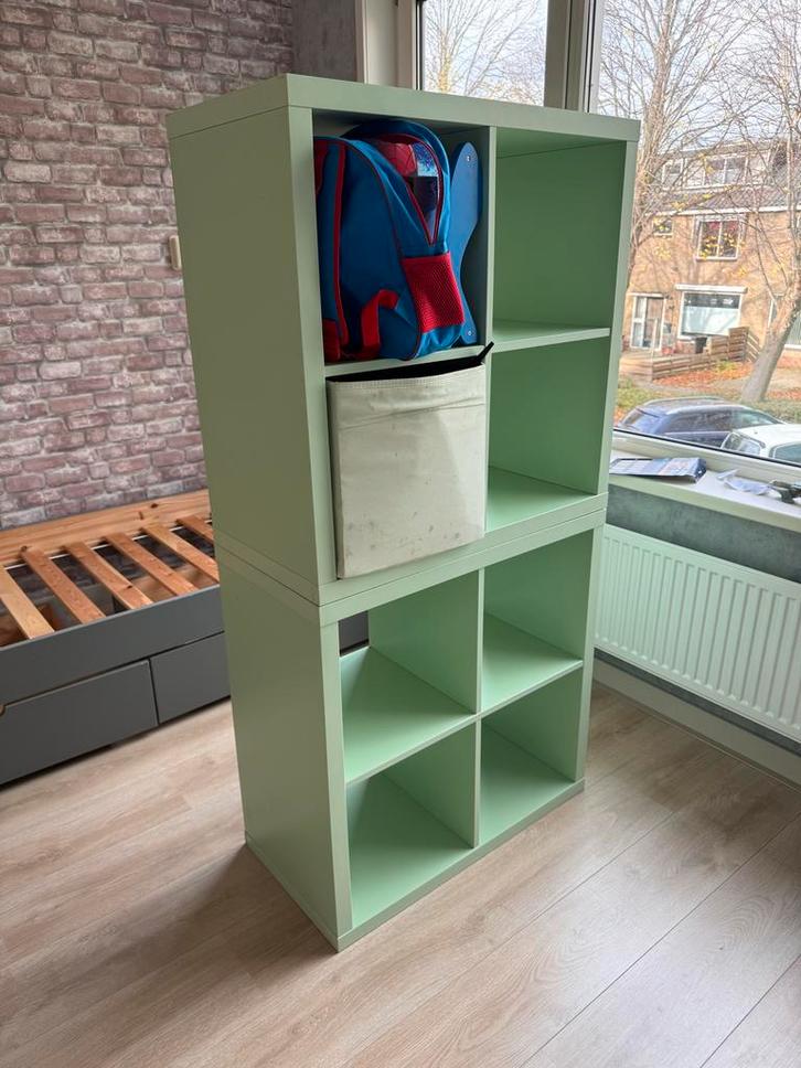 2x Ikea Kallax Vakkenkast Mintgroen, Huis en Inrichting, Kasten | Boekenkasten, Gebruikt, 50 tot 100 cm, Minder dan 100 cm, 25 tot 50 cm
