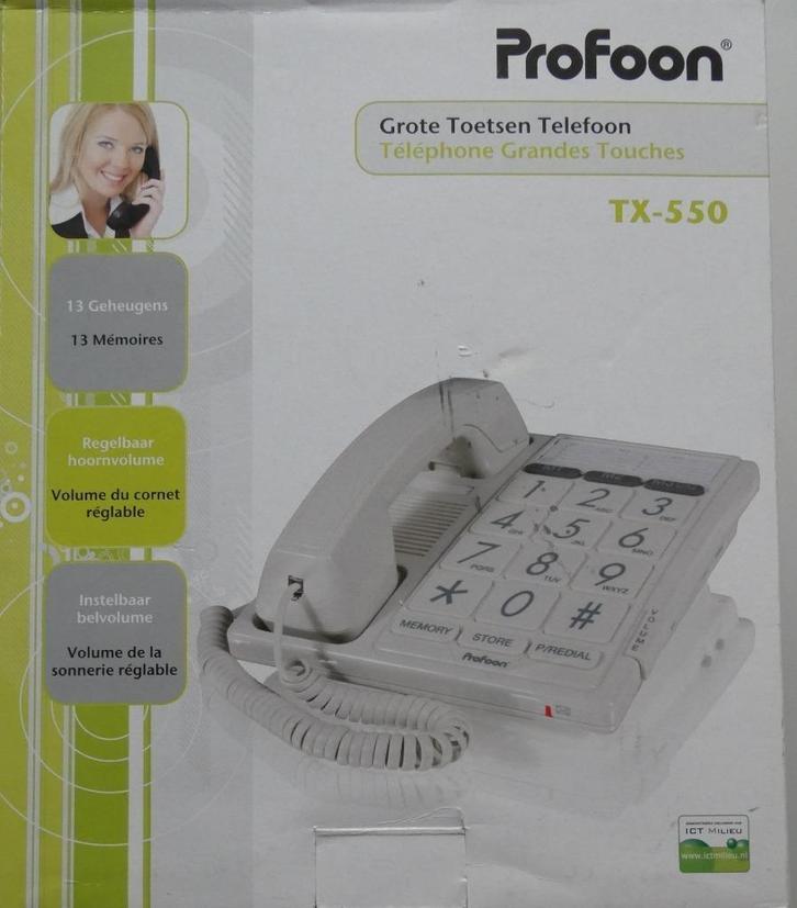 Senioren telefoon, Profoon TX-550 (Nieuw), Telecommunicatie, Vaste telefoons | Niet Draadloos, Nieuw, Ophalen of Verzenden