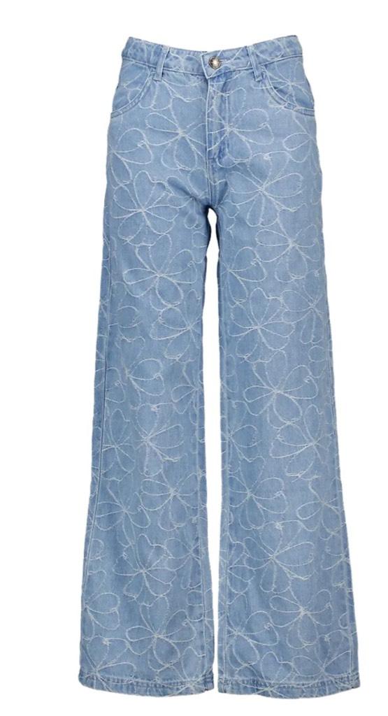 Spijkerbroek met geborduurde bloemen maat 164, Ophalen of Verzenden, Nieuw, Maat 164