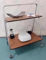 vintage, jaren 50 serveerwagen/trolley, inklapbaar, 2 bladen, Ophalen, Gebruikt, Vintage, 55 tot 75 cm