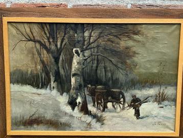 Ch Petit - Adriaan Terhell :schilderij met winterlandschap beschikbaar voor biedingen
