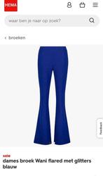 Blauwe flared broek mt S, Kleding | Dames, Broeken en Pantalons, Hema, Lang, Blauw, Ophalen of Verzenden