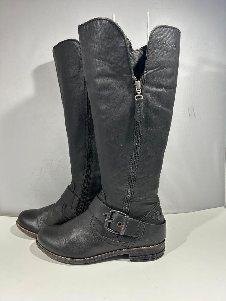Footnotes, maat 37,5 zwarte laarzen met sierrits., Kleding | Dames, Schoenen, Zo goed als nieuw, Hoge laarzen, Zwart, Verzenden