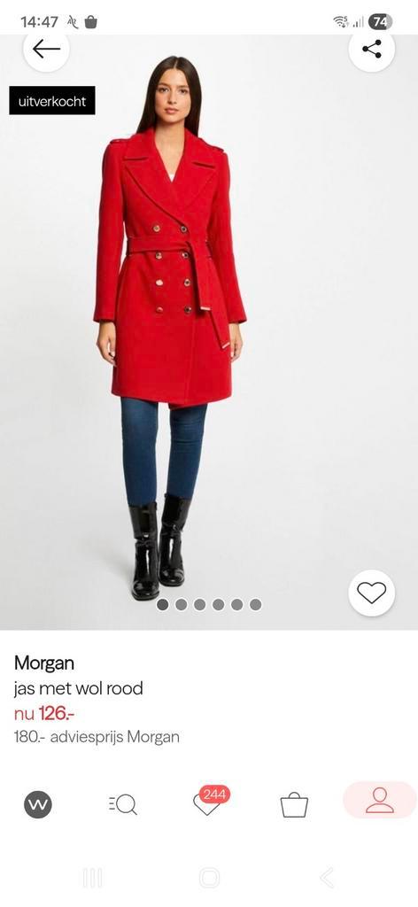 Rode Morgan jas - maat 40, Kleding | Dames, Jassen | Winter, Zo goed als nieuw, Maat 38/40 (M), Rood, Ophalen of Verzenden