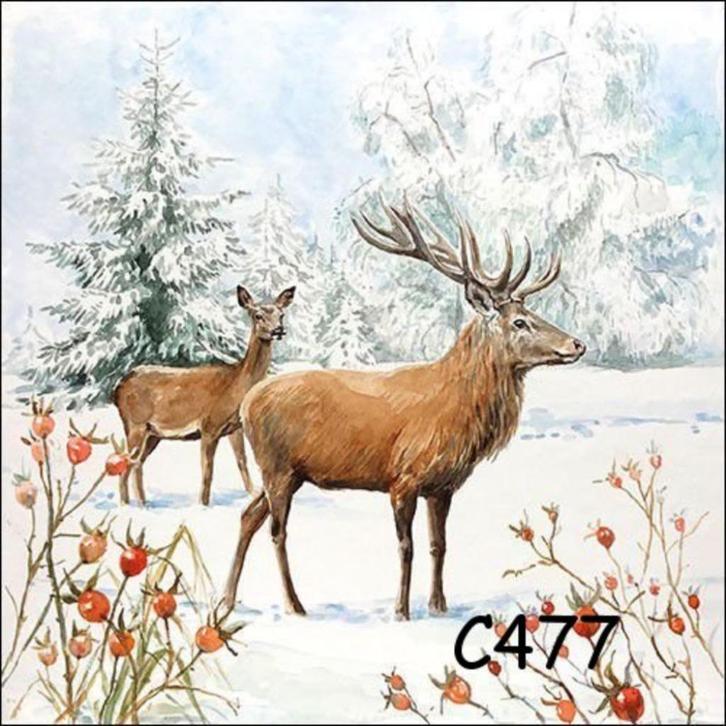 Servetten decoupage/bullet journal * herten C477, Hobby en Vrije tijd, Knutselen, Nieuw, Materiaal, Verzenden