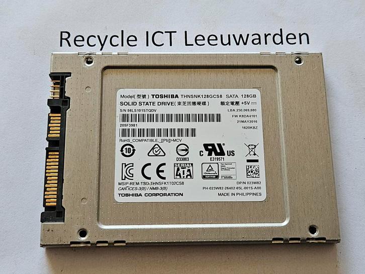 Toshiba 128gb laptop ssd hdd hardeschijf, Computers en Software, Harde schijven, Gebruikt, Laptop, Intern, SSD, SATA, Ophalen of Verzenden