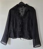 Transparante zwarte blouse Maat 46, Verzenden, Zo goed als nieuw, Maat 46/48 (XL) of groter, Zwart