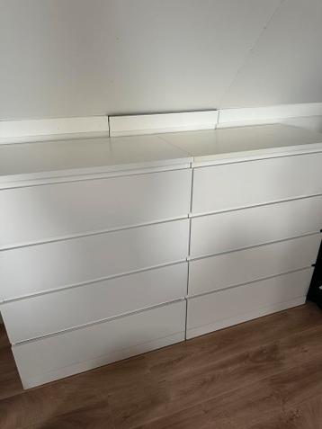 2x IKEA MALM ladekast (4 lades, wit) - afbeelding 1