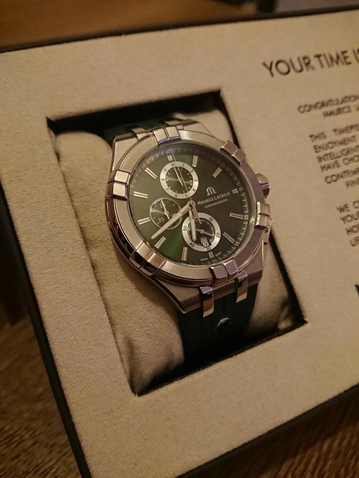 Sporthorloge Maurice Lacroix Chronograaf Aikon Zie Foto's, Sieraden, Tassen en Uiterlijk, Sporthorloges, Nieuw, Android, Groen