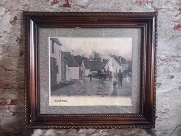 Mooie oude brocante prent Zuidwal Hattem beschikbaar voor biedingen