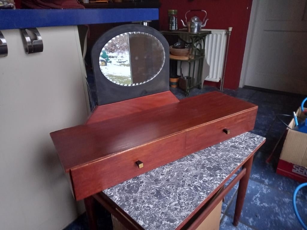 Retro hangkastje met spiegel, Verzamelen, Retro, Huis en Inrichting, Ophalen