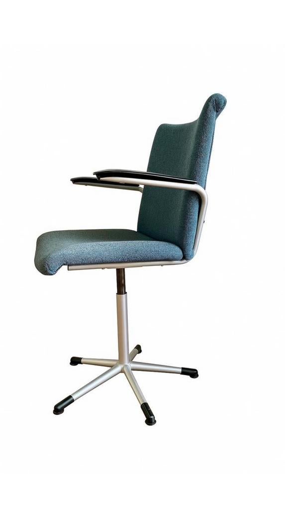 Bureaustoel De Wit Schiedam 1960s model 3314, Ophalen, Gebruikt, Blauw, Bureaustoel