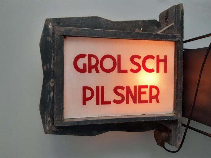 GROLSCH VERZAMELAARS OPGELET KOM A.S. ZONDAG NAAR GROENLO, Verzamelen, Biermerken, Zo goed als nieuw, Reclamebord, Plaat of Schild