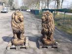 Set oud roestlook grote leeuwen, Ophalen of Verzenden, Nieuw, Beton, Dierenbeeld
