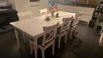 uitschuifbare  Ikea eettafel met bijbehorende stoelen, Huis en Inrichting, Ophalen, Gebruikt, 50 tot 100 cm, Vijf personen of meer