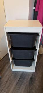 IKEA TROFAST Opbergcombinatie wit /3 zwarte  bakken, Ophalen, Gebruikt, 75 tot 100 cm, Minder dan 50 cm