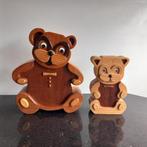 2 leuke houten beren voor decoratie of spaarpot, Ophalen of Verzenden, Gebruikt