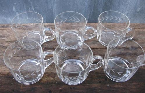6X HANDGESLEPEN THEE-GLUHWEIN GLAS, Antiek en Kunst, Antiek | Glas en Kristal, Ophalen of Verzenden