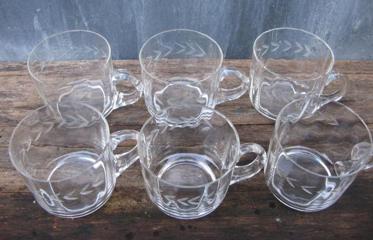 6X HANDGESLEPEN THEE-GLUHWEIN GLAS, Antiek en Kunst, Antiek | Glas en Kristal, Ophalen of Verzenden