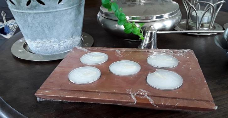 Houten kandelaar - plateau waxinelichthouder - kaarsenplank, Huis en Inrichting, Woonaccessoires | Kandelaars en Kaarsen, Nieuw