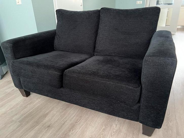 Mooi net bankstel zwart 140x90 en 200x90, Huis en Inrichting, Banken | Bankstellen, Gebruikt, Rechte bank, 200 tot 250 cm, 75 tot 100 cm